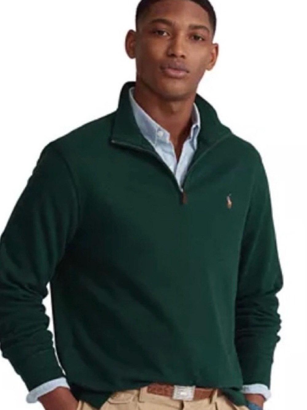Polo Ralph Lauren Hunter Green Estate-Rib Quarter Zip size XL